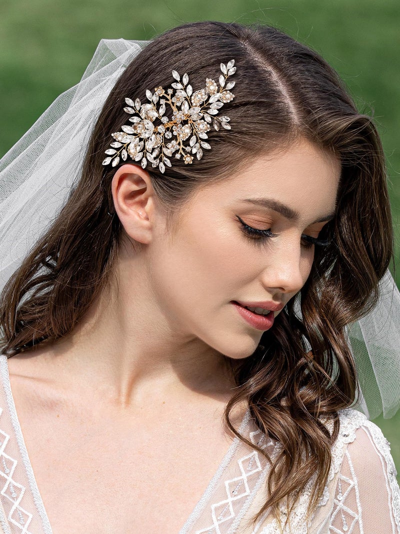SWEETV Rhinestone Wedding Hair Comb Crystal Hair Pieces Bridal Side Combs Elegant Bride Hair Accessories Wedding Hair Clip for Women Girls Bridesmaid - Image 3